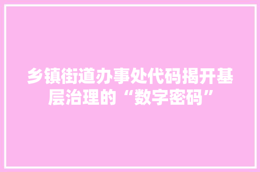 乡镇街道办事处代码揭开基层治理的“数字密码”