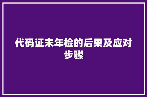代码证未年检的后果及应对步骤