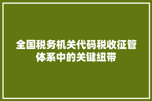 全国税务机关代码税收征管体系中的关键纽带
