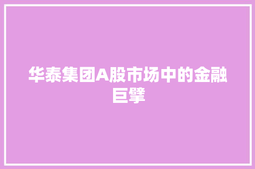 华泰集团A股市场中的金融巨擘