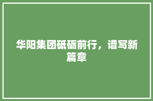 华阳集团砥砺前行，谱写新篇章