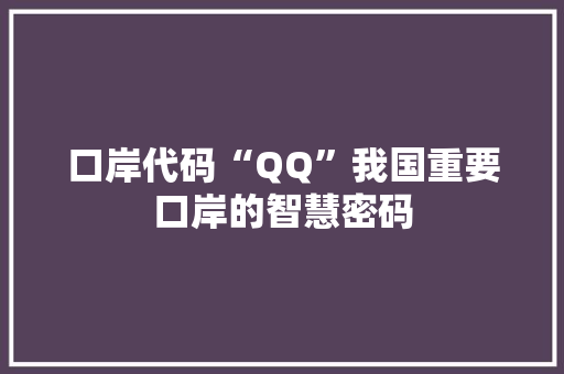 口岸代码“QQ”我国重要口岸的智慧密码