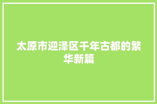 太原市迎泽区千年古都的繁华新篇