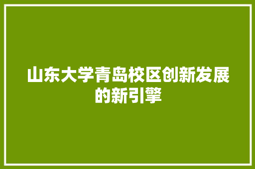 山东大学青岛校区创新发展的新引擎
