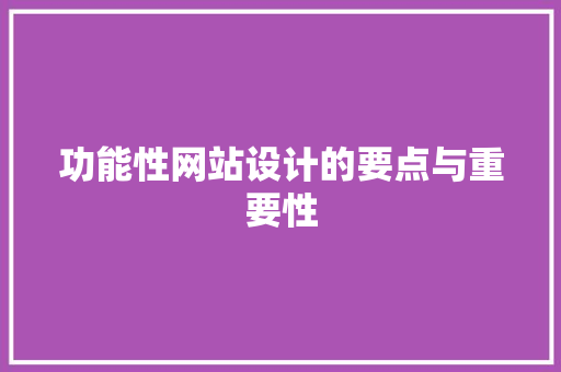 功能性网站设计的要点与重要性