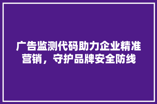 广告监测代码助力企业精准营销，守护品牌安全防线 网站开发