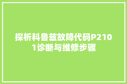 探析科鲁兹故障代码P2101诊断与维修步骤 小程序开发