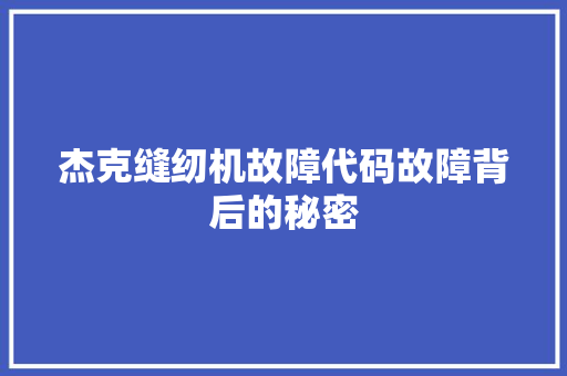 杰克缝纫机故障代码故障背后的秘密 seo技术