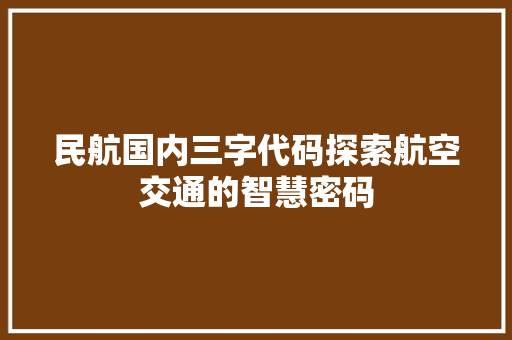 民航国内三字代码探索航空交通的智慧密码