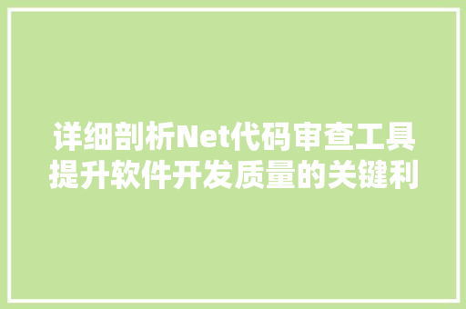 详细剖析Net代码审查工具提升软件开发质量的关键利器