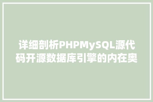 详细剖析PHPMySQL源代码开源数据库引擎的内在奥秘 搜狗优化