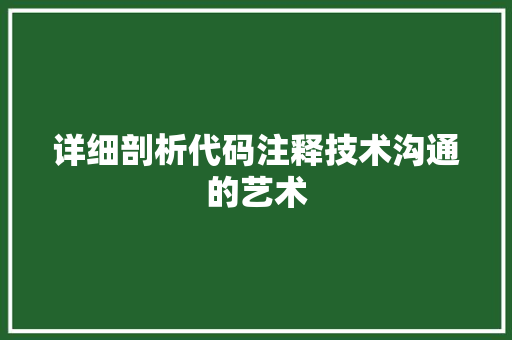 详细剖析代码注释技术沟通的艺术