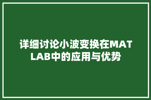 详细讨论小波变换在MATLAB中的应用与优势