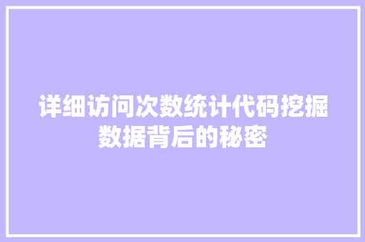 详细访问次数统计代码挖掘数据背后的秘密