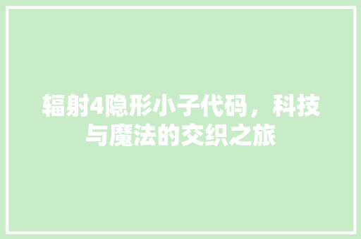 辐射4隐形小子代码，科技与魔法的交织之旅