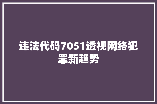 违法代码7051透视网络犯罪新趋势 seo技术