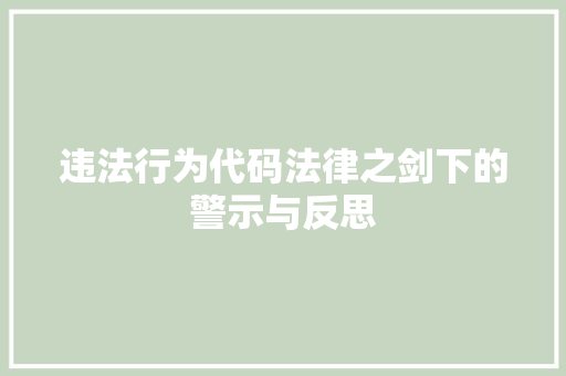 违法行为代码法律之剑下的警示与反思