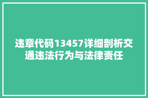 违章代码13457详细剖析交通违法行为与法律责任