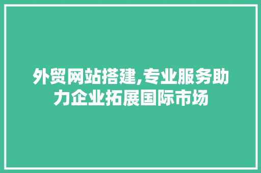 外贸网站搭建,专业服务助力企业拓展国际市场 外贸网站搭建,专业服务助力企业拓展国际市场 360搜优化