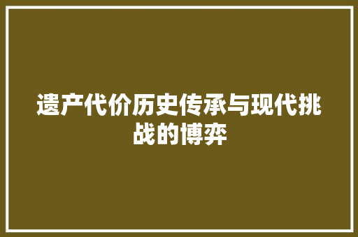 遗产代价历史传承与现代挑战的博弈