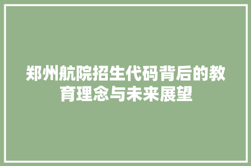 郑州航院招生代码背后的教育理念与未来展望 网站开发