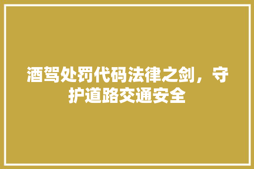 酒驾处罚代码法律之剑，守护道路交通安全 搜狗优化