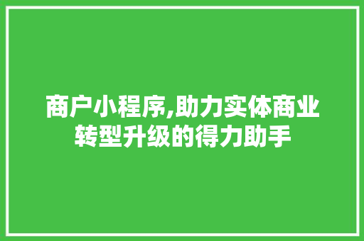商户小程序,助力实体商业转型升级的得力助手