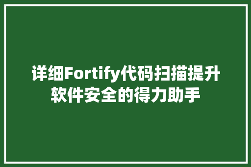 详细Fortify代码扫描提升软件安全的得力助手 英文谷歌算法