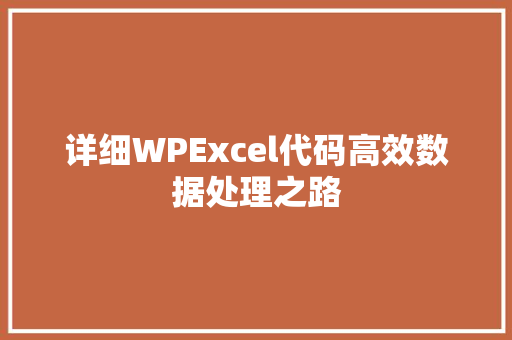 详细WPExcel代码高效数据处理之路