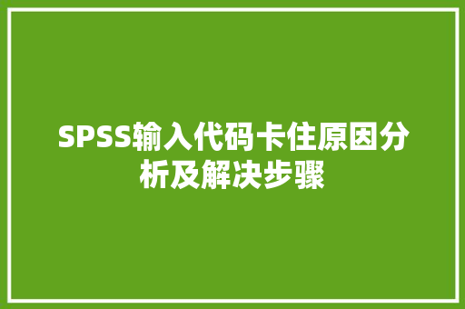 SPSS输入代码卡住原因分析及解决步骤