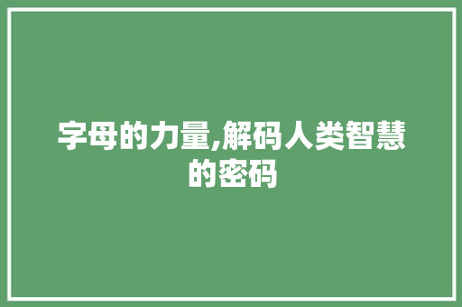 字母的力量,解码人类智慧的密码 字母的力量,解码人类智慧的密码 网站优化