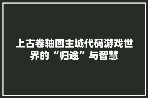 上古卷轴回主城代码游戏世界的“归途”与智慧 网站优化