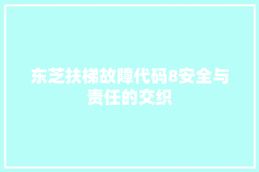 东芝扶梯故障代码8安全与责任的交织