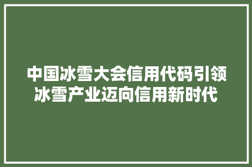 中国冰雪大会信用代码引领冰雪产业迈向信用新时代 360搜优化