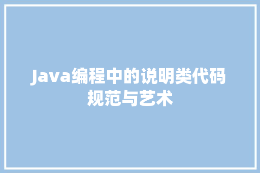 Java编程中的说明类代码规范与艺术