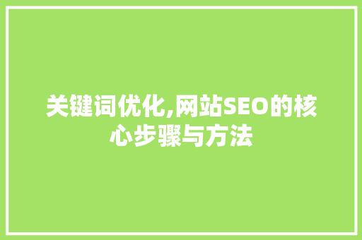 关键词优化,网站SEO的核心步骤与方法 seo技术