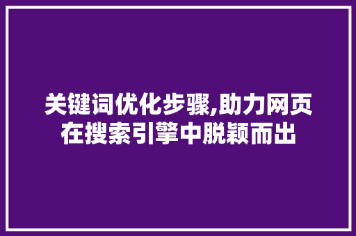 关键词优化步骤,助力网页在搜索引擎中脱颖而出