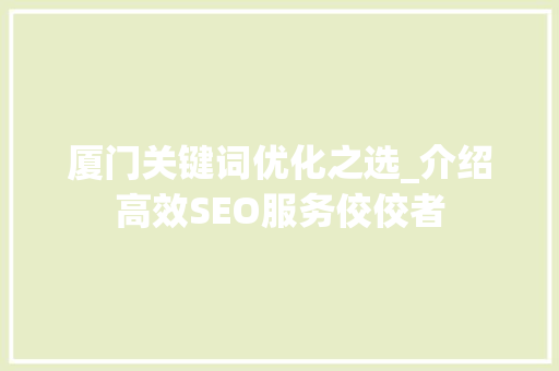 厦门关键词优化之选_介绍高效SEO服务佼佼者 网站开发