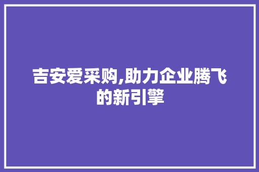 吉安爱采购,助力企业腾飞的新引擎