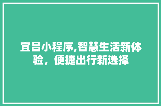 宜昌小程序,智慧生活新体验，便捷出行新选择
