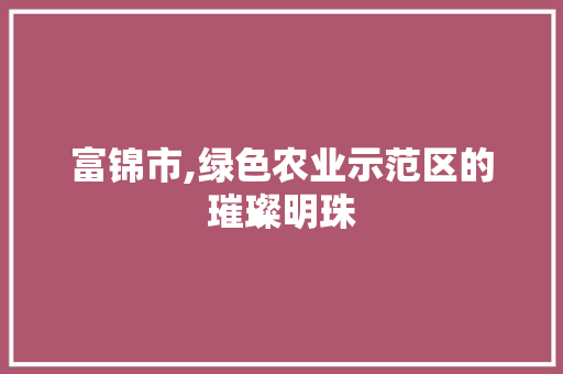 富锦市,绿色农业示范区的璀璨明珠