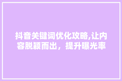 抖音关键词优化攻略,让内容脱颖而出，提升曝光率 网站优化