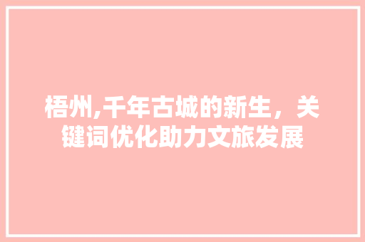 梧州,千年古城的新生，关键词优化助力文旅发展