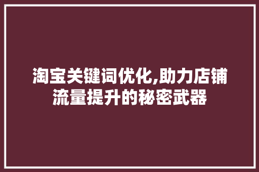 淘宝关键词优化,助力店铺流量提升的秘密武器 英文谷歌算法