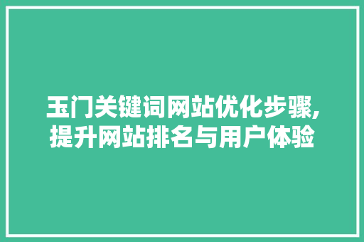 玉门关键词网站优化步骤,提升网站排名与用户体验