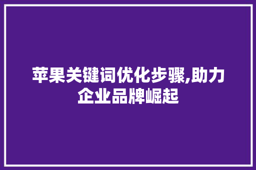 苹果关键词优化步骤,助力企业品牌崛起