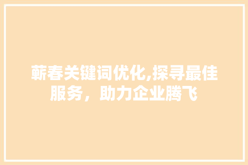 蕲春关键词优化,探寻最佳服务，助力企业腾飞