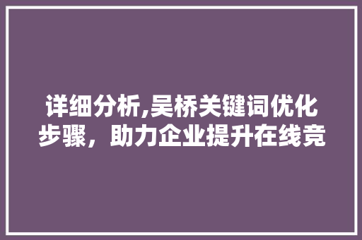 详细分析,吴桥关键词优化步骤，助力企业提升在线竞争力