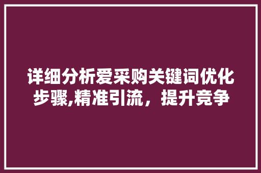 详细分析爱采购关键词优化步骤,精准引流，提升竞争力 英文谷歌算法