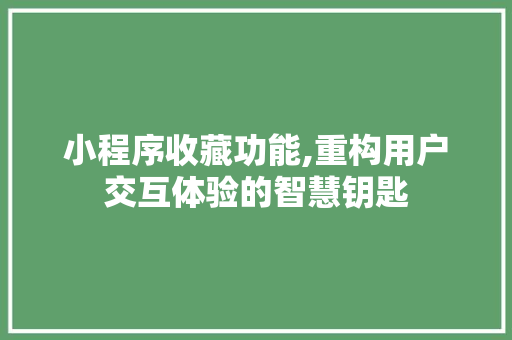 小程序收藏功能,重构用户交互体验的智慧钥匙 小程序收藏功能,重构用户交互体验的智慧钥匙 英文谷歌算法
